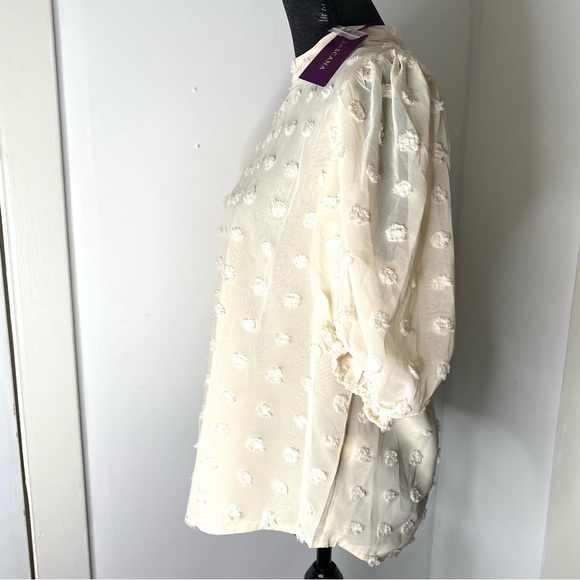 Lascana Cream Swiss Dot Puff Sleeve Top NWT - Picture 6 of 14